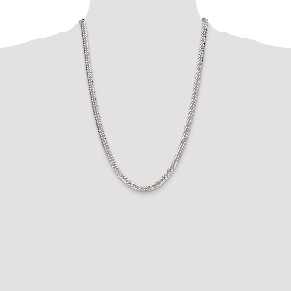 Sterling Silver Polished 5.7mm Double Diamond-cut Curb Chain (QDD120-24)