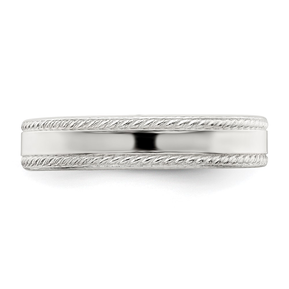 Sterling Silver 4mm Flat with Rope Edge Size 9 Band (QDEB040-9)