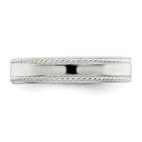 Sterling Silver 4mm Flat Band with Rope Edge - Size 4 view 4