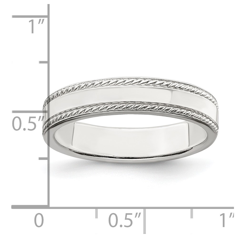 Sterling Silver 4mm Flat with Rope Edge Size 9 Band (QDEB040-9)