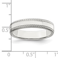 Sterling Silver 4mm Flat Band with Rope Edge - Size 4 view 3
