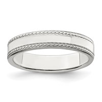 Sterling Silver 4mm Flat Band with Rope Edge - Size 4 view 1