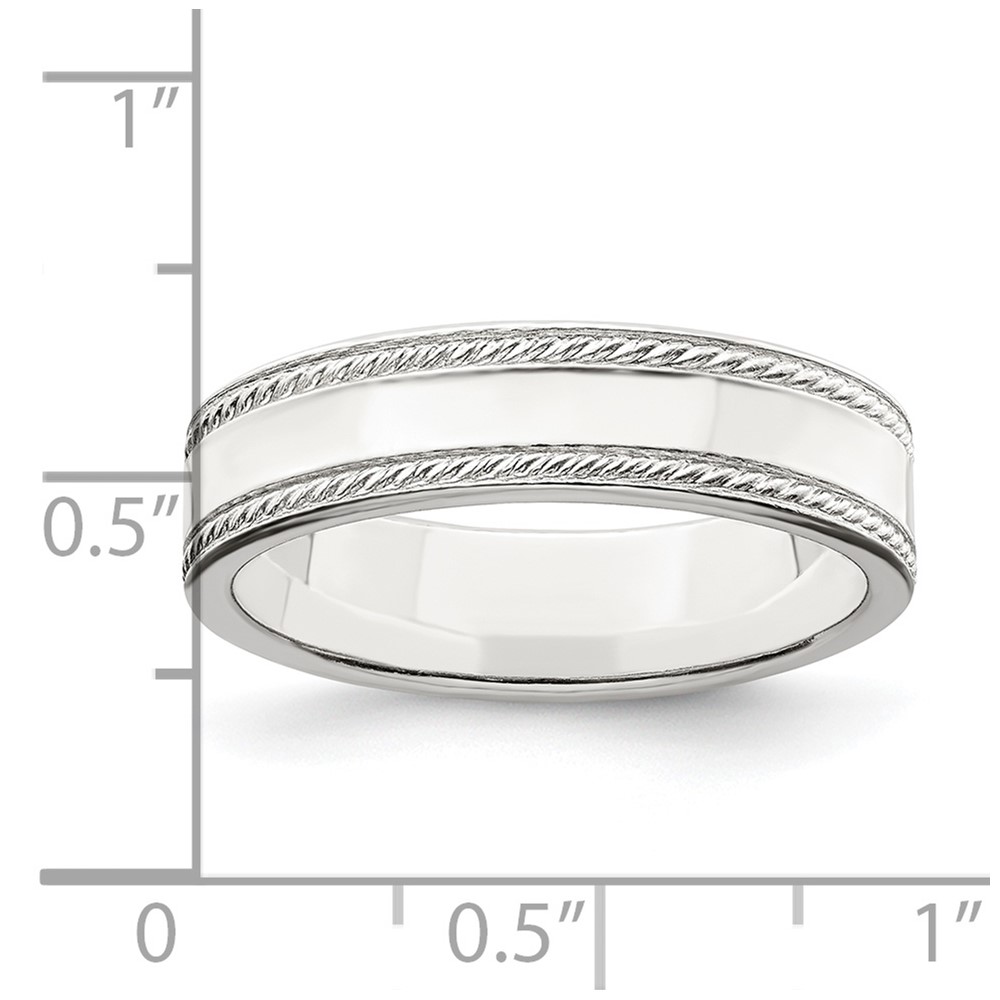 Sterling Silver 5mm Flat with Rope Edge Size 8 Band (QDEB050-8)