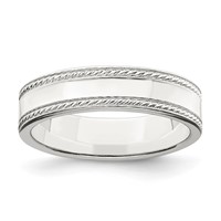 Sterling Silver 5mm Flat Band with Rope Edge - Size 4 view 1