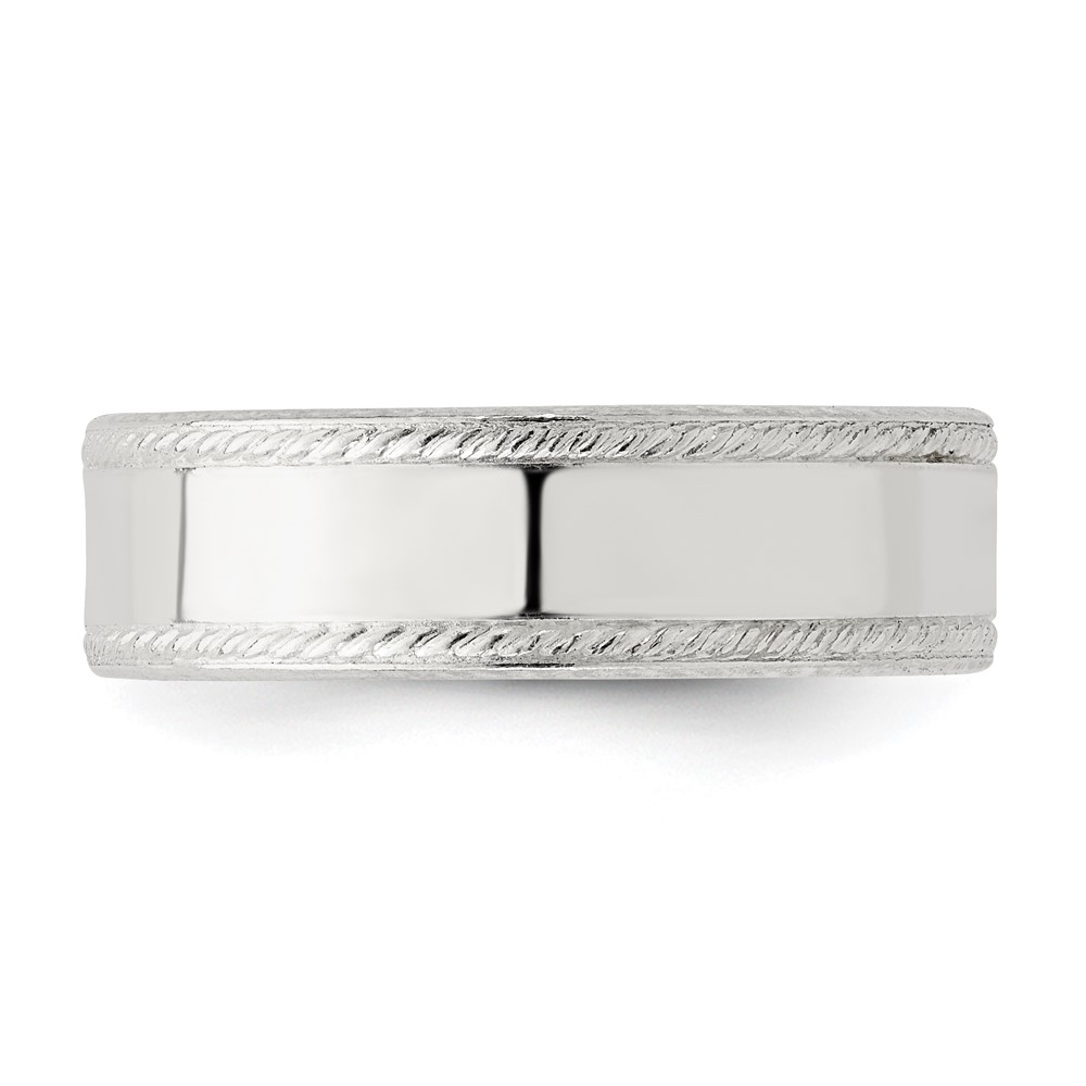 Sterling Silver 6mm Flat with Rope Edge Size 5 Band (QDEB060-5)