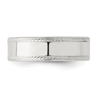 Sterling Silver 6mm Flat Band with Rope Edge view 4
