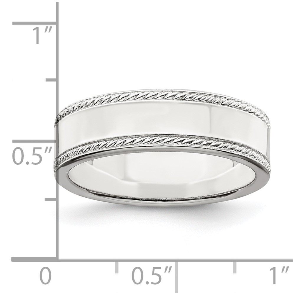 Sterling Silver 6mm Flat with Rope Edge Size 5 Band (QDEB060-5)