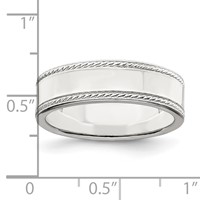 Sterling Silver 6mm Flat Band with Rope Edge view 3