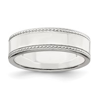 Sterling Silver 6mm Flat Band with Rope Edge view 1