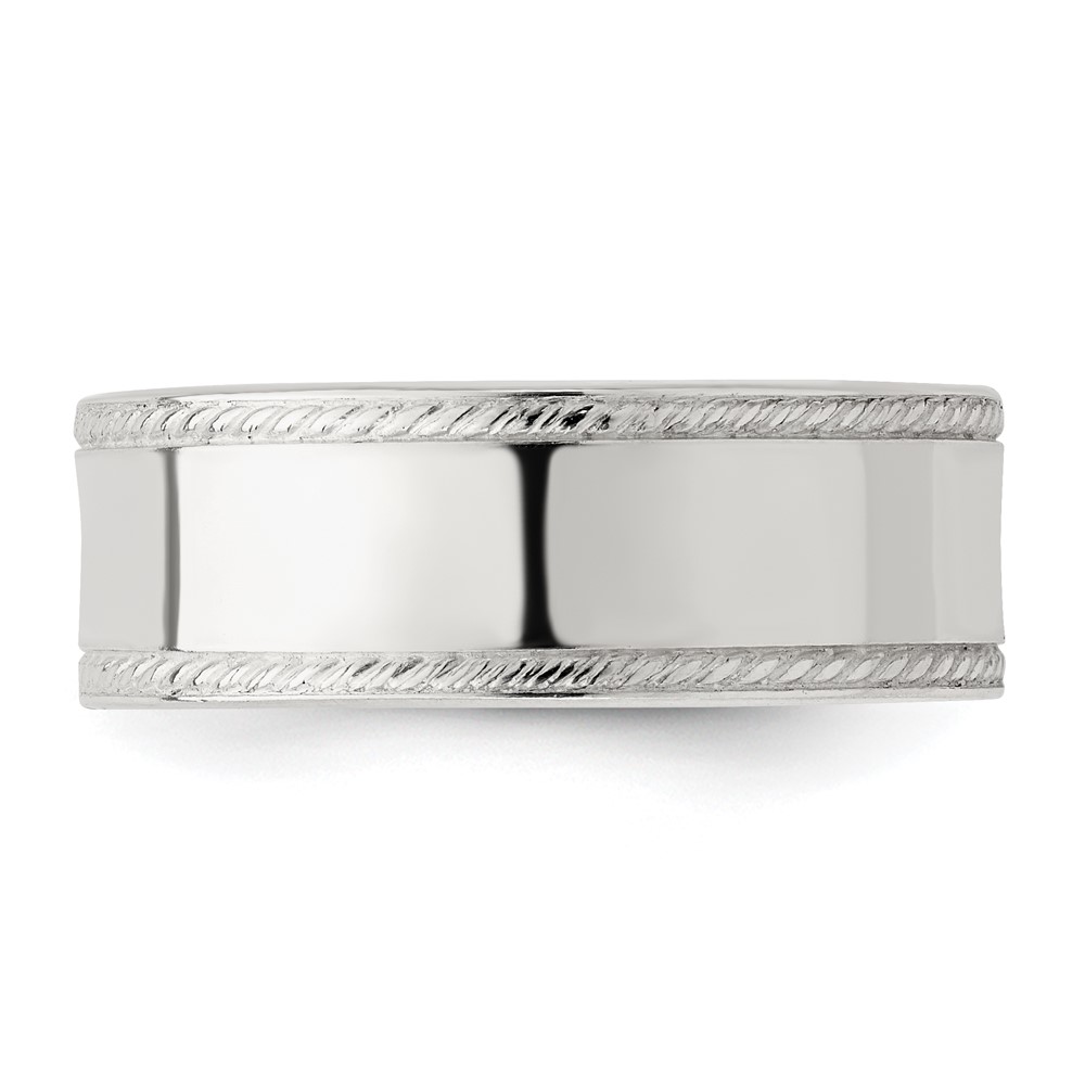 Sterling Silver 7mm Flat with Rope Edge Size 7 Band (QDEB070-7)