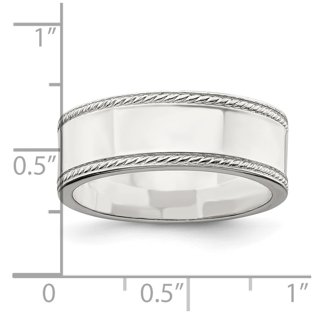 Sterling Silver 7mm Flat with Rope Edge Size 7 Band (QDEB070-7)