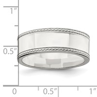 Sterling Silver 7mm Flat with Rope Edge Size 5 Band view 3