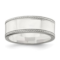 Sterling Silver 7mm Flat with Rope Edge Size 5 Band view 1