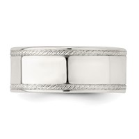 Sterling Silver 8mm Flat Band with Rope Edge view 4