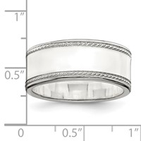Sterling Silver 8mm Flat Band with Rope Edge view 3