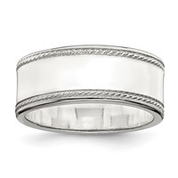 Sterling Silver 8mm Flat Band with Rope Edge view 1