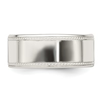 Sterling Silver 9.5mm Flat Band with Rope Edge - Size 6 view 3