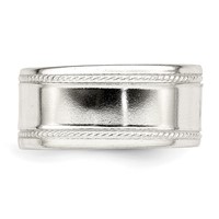 Sterling Silver 9.5mm Flat Band with Rope Edge - Size 6 view 5
