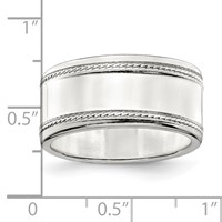 Sterling Silver 9.5mm Flat Band with Rope Edge - Size 6 view 4