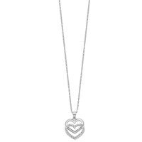 Diamond Fascination Diamond Mystique Sterling Silver Platinum-plated Diamond Double Heart Necklace, 18" view 2