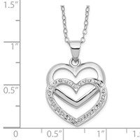 Diamond Fascination Diamond Mystique Sterling Silver Platinum-plated Diamond Double Heart Necklace, 18" view 3