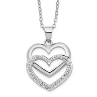 Diamond Fascination Diamond Mystique Sterling Silver Platinum-plated Diamond Double Heart Necklace, 18" view 1