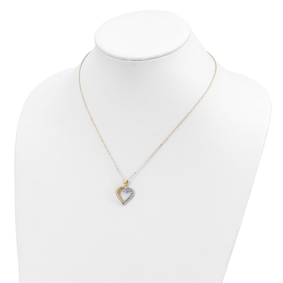Diamond Fascination Diamond Mystique Sterling Silver 18K Gold-plated Diamond Heart 18 Inch Necklace