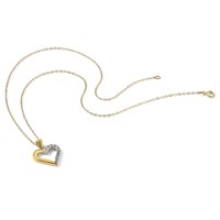 Diamond Fascination Diamond Mystique Sterling Silver 18K Gold-plated Diamond Heart Necklace, 18" view 5