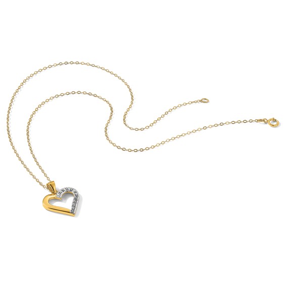 Diamond Fascination Diamond Mystique Sterling Silver 18K Gold-plated Diamond Heart 18 Inch Necklace