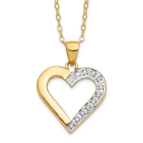 Diamond Fascination Diamond Mystique Sterling Silver 18K Gold-plated Diamond Heart Necklace, 18"