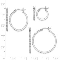 Diamond Fascination Diamond Mystique Sterling Silver Platinum-plated Set of 3 Oval and Round Diamond Hoop Earrings view 5