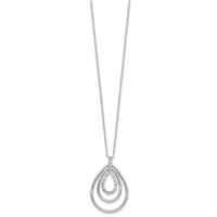 Diamond Fascination Diamond Mystique Sterling Silver Platinum-plated Diamond Triple Teardrop Necklace, 18" view 2