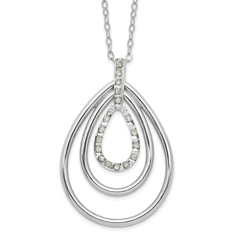 Diamond Fascination Diamond Mystique Sterling Silver Platinum-plated Diamond Triple Teardrop Necklace, 18"