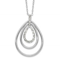 Diamond Fascination Diamond Mystique Sterling Silver Platinum-plated Diamond Triple Teardrop Necklace, 18" view 1