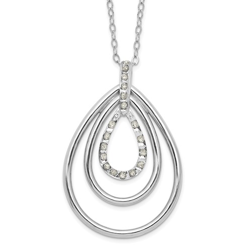 Diamond Fascination Diamond Mystique Sterling Silver Platinum-plated Diamond Triple Teardrop Necklace, 18"
