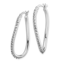 Diamond Fascination Diamond Mystique Sterling Silver Platinum-plated Diamond Oval Twist Hoop Earrings view 2