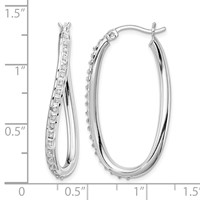 Diamond Fascination Diamond Mystique Sterling Silver Platinum-plated Diamond Oval Twist Hoop Earrings view 4