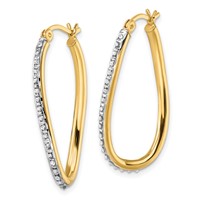 Diamond Fascination Diamond Mystique Sterling Silver 18K Gold-plated Diamond Oval Twist Hoop Earrings view 2