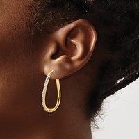Diamond Fascination Diamond Mystique Sterling Silver 18K Gold-plated Diamond Oval Twist Hoop Earrings view 3
