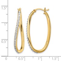 Diamond Fascination Diamond Mystique Sterling Silver 18K Gold-plated Diamond Oval Twist Hoop Earrings view 4