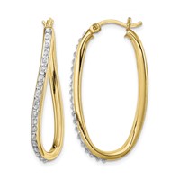 Diamond Fascination Diamond Mystique Sterling Silver 18K Gold-plated Diamond Oval Twist Hoop Earrings view 1