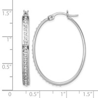Diamond Fascination Diamond Mystique Sterling Silver Platinum-plated Diamond Oval Hoop Earrings view 4