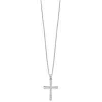 Diamond Fascination Diamond Mystique Sterling Silver Platinum-plated Diamond Cross Necklace, 18" view 2