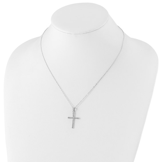 Diamond Fascination Diamond Mystique Sterling Silver Platinum-plated Diamond Cross 18 Inch Necklace