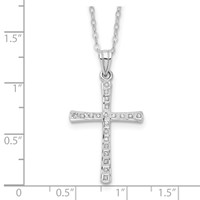 Diamond Fascination Diamond Mystique Sterling Silver Platinum-plated Diamond Cross Necklace, 18" view 3