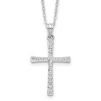Diamond Fascination Diamond Mystique Sterling Silver Platinum-plated Diamond Cross Necklace, 18" view 1