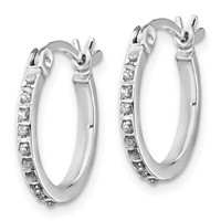 Diamond Fascination Diamond Mystique Sterling Silver Platinum-plated Diamond Hoop Earrings and Hinged Bangle Set view 2