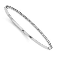 Diamond Fascination Diamond Mystique Sterling Silver Platinum-plated Diamond Hoop Earrings and Hinged Bangle Set view 3