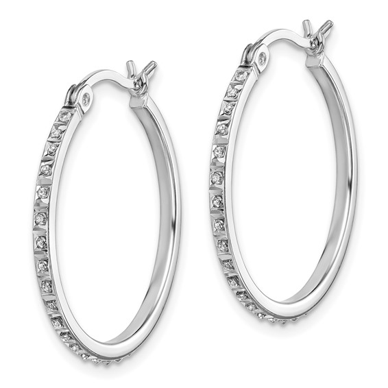 Diamond Fascination Diamond Mystique Sterling Silver Platinum-plated Diamond Round Hoop Earrings