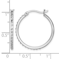 Diamond Fascination Diamond Mystique Sterling Silver Platinum-plated Diamond Round Hoop Earrings view 4